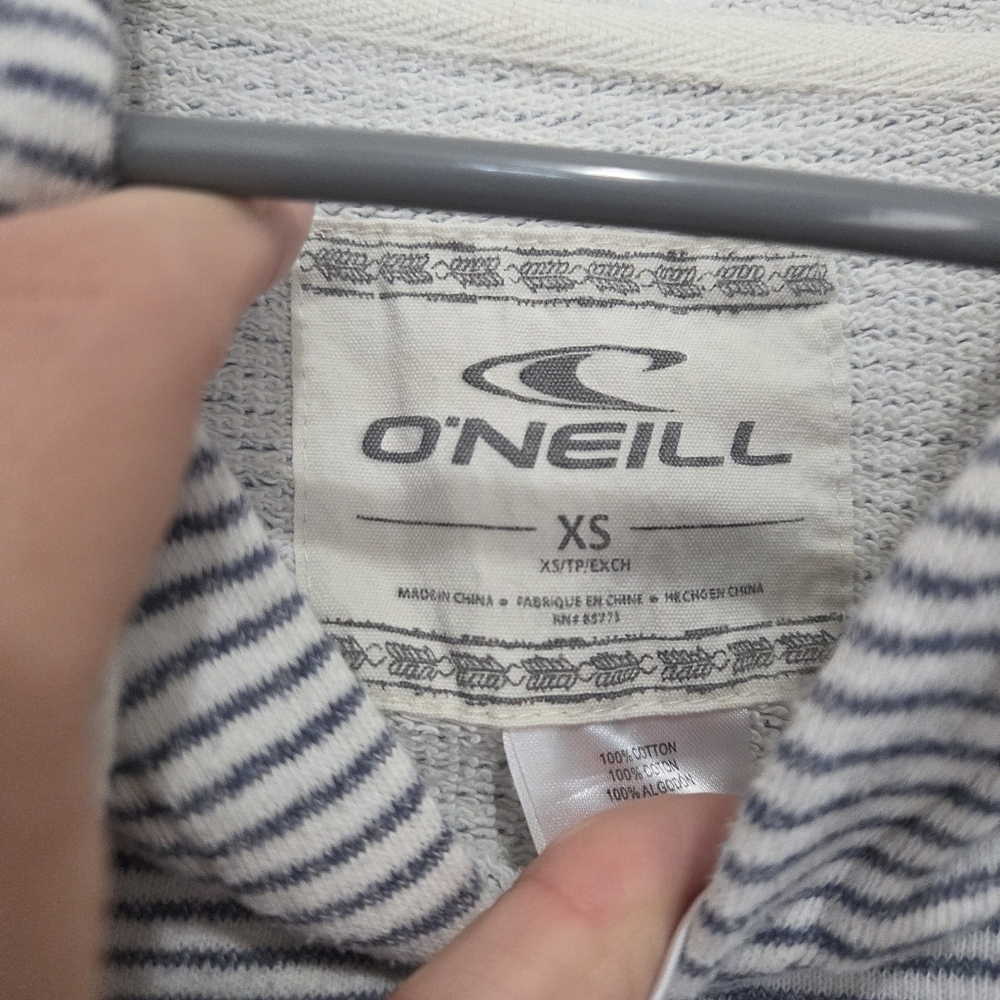 Women’s O’Neill Blue & White Striped 100% Cotton Hoodie Sweatshirt Size XS - Picture 5 of 7